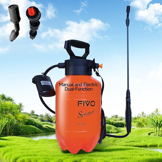 Battery Powered and Manual Sprayer (Dual Function) for Yard, Garden and Agriculture 1.35 Gallon