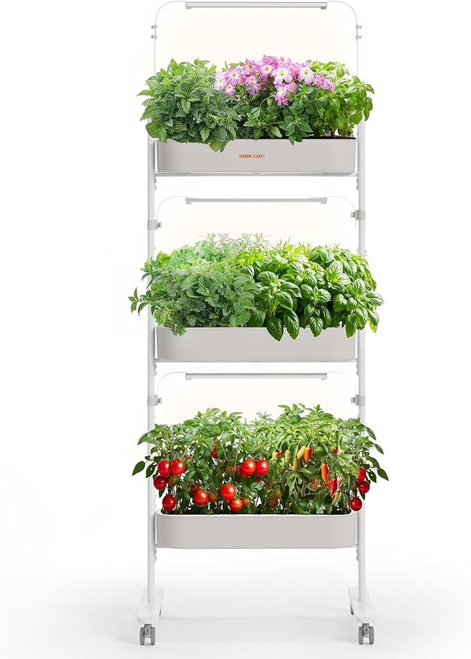 SUNCOZE 3-Tier Hydroponics Growing System Kit with 36 Pods – Full Spectrum Grow Lights, Hydroponic System Equipped with Smart Controller, Indoor Herb Garden Kit for Vegetables, Herbs, Fruits&Flowers