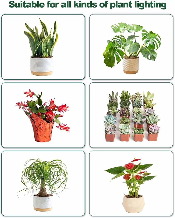 DOMMIA Grow Lights, Full Spectrum High PPFD with Optical Lens, Auto on/Off and 6/12/16H Timer,4 Brightness Levels,Under Cabinet LED Plant Light for All Indoor Growing