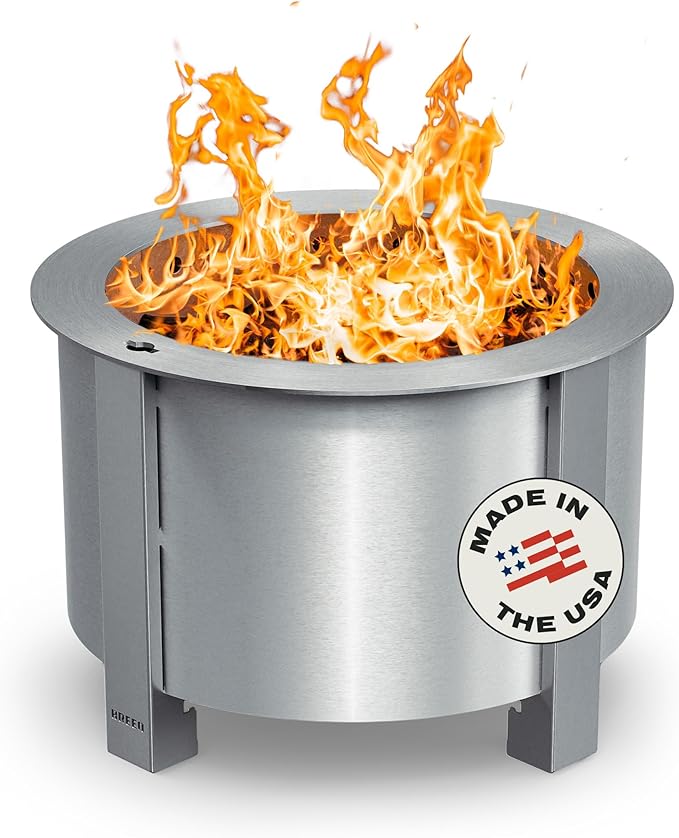 Breeo Smokeless Fire Pit (X Series 19, Stainless Steel) | 22.1 inch Smokeless Firepit for Outside | 47 Pounds | Ideal for Families Compatible with Wide Range of Breeo Accessories