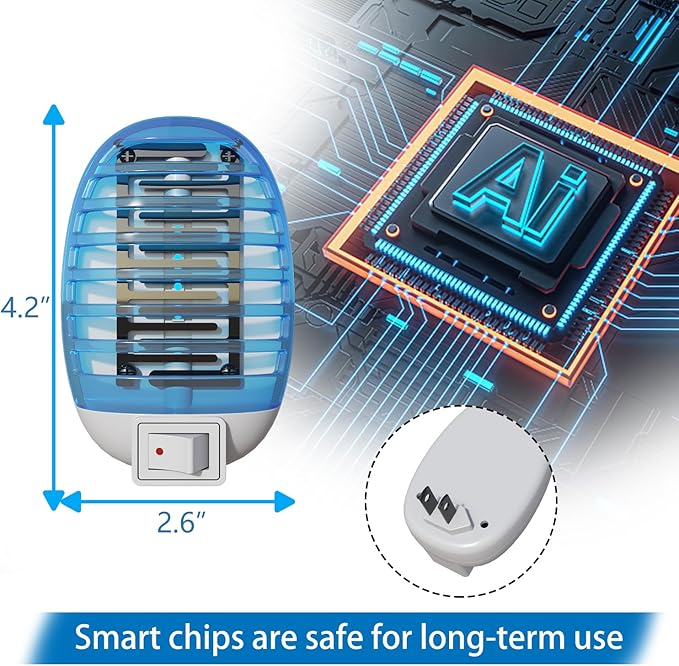 Bug Zappers Indoor, Flying Insect Trap Plug-in, Mosquitoes Killer, Fly Traps for Indoors, Mosquito Zapper Gnat Moth Catcher for Living Room, Home, Bedroom, Office, Patio, Kids & Pets - 6 Packs