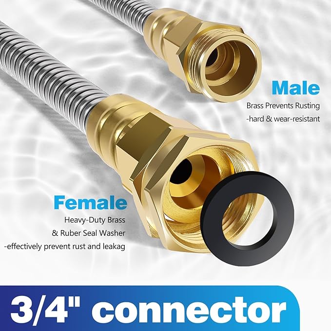 Short Metal Garden Hose 6 ft – 304 Stainless Steel Water Hose Leader, Flexible Hose Extension, Small Lightweight Hose Extender,No Kink Outdoor Hose (6 ft)