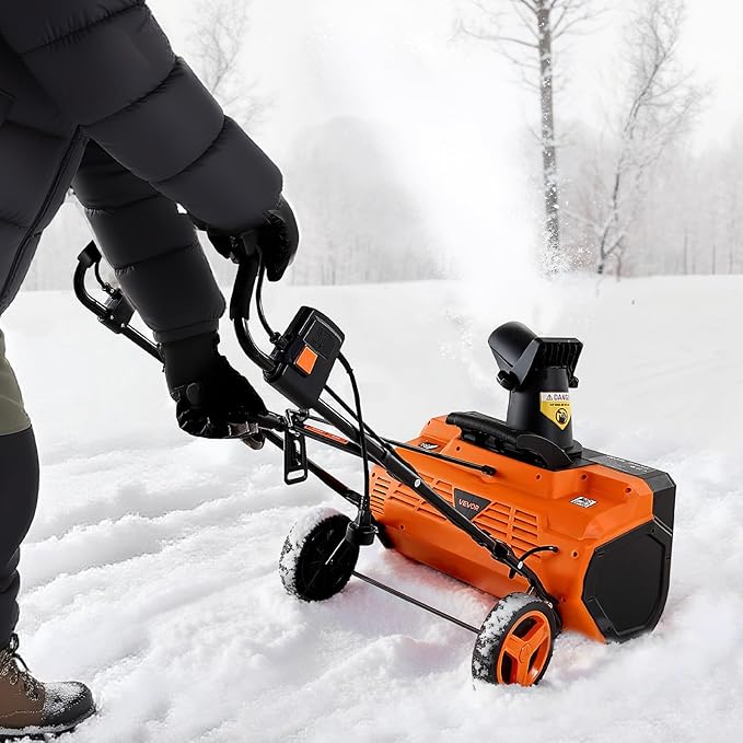 VEVOR Electric Snow Blower, 23 inch 15A Corded Snow Thrower with Dual LED Headlights & 180° Rotating Chute, 25FT Throwing Distance, 12" Depth Clearing, Walk-Behind Snowblower for Driveway Sidewalk