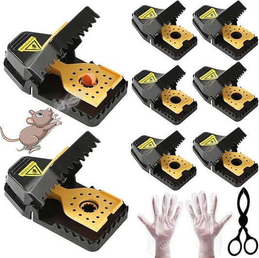 Mouse Traps, Rat Trap Quick Effectively Best Mouse Trap [2025 Update] Reusable Plastic mousetraps Used Indoor & Outdoor mice Snap Traps for Basement/Garage/attic Anywhere 9set(2L+6s+1*Clip)