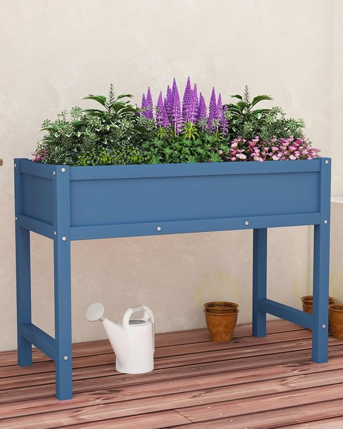 Raised Garden Beds Outdoor with Legs,Outdoor Planter Box，Non-Cracking,Rust Resistantand Rot-Resistant for Vegetable Garden for Backyard, Patio, Balcony Outdoors/Indoors, Navy