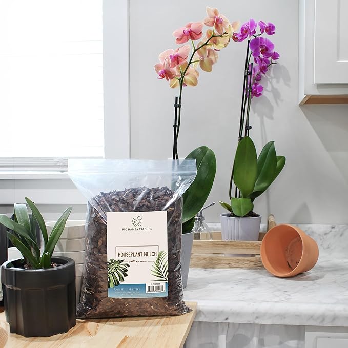 Houseplant Mulch (8 Quarts), Small Bark Wood Chips for Indoor, Patio, Potting Media, and Much More!