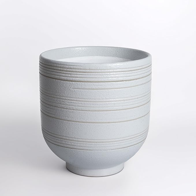 10 Inch Ceramic Planter with Drainage, Large Indoor Planter for Olive Trees, Artificial Trees & More, Mid - Century Modern Design Ideal as Housewarmings