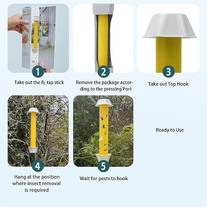 Fly Stick Sticky Fly Traps for Indoors and Outdoor Wasp Traps - Effective Pest Control 4 Pack