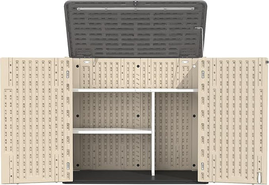 Storage Shed Shelf, Weatherproof Metal Shelf for 30 cuft Tool Cabinet, Ideal for Outdoor Use, with Screw and Nuts Easy Assembly, 45.6''L×13.2''W×30.1H, White