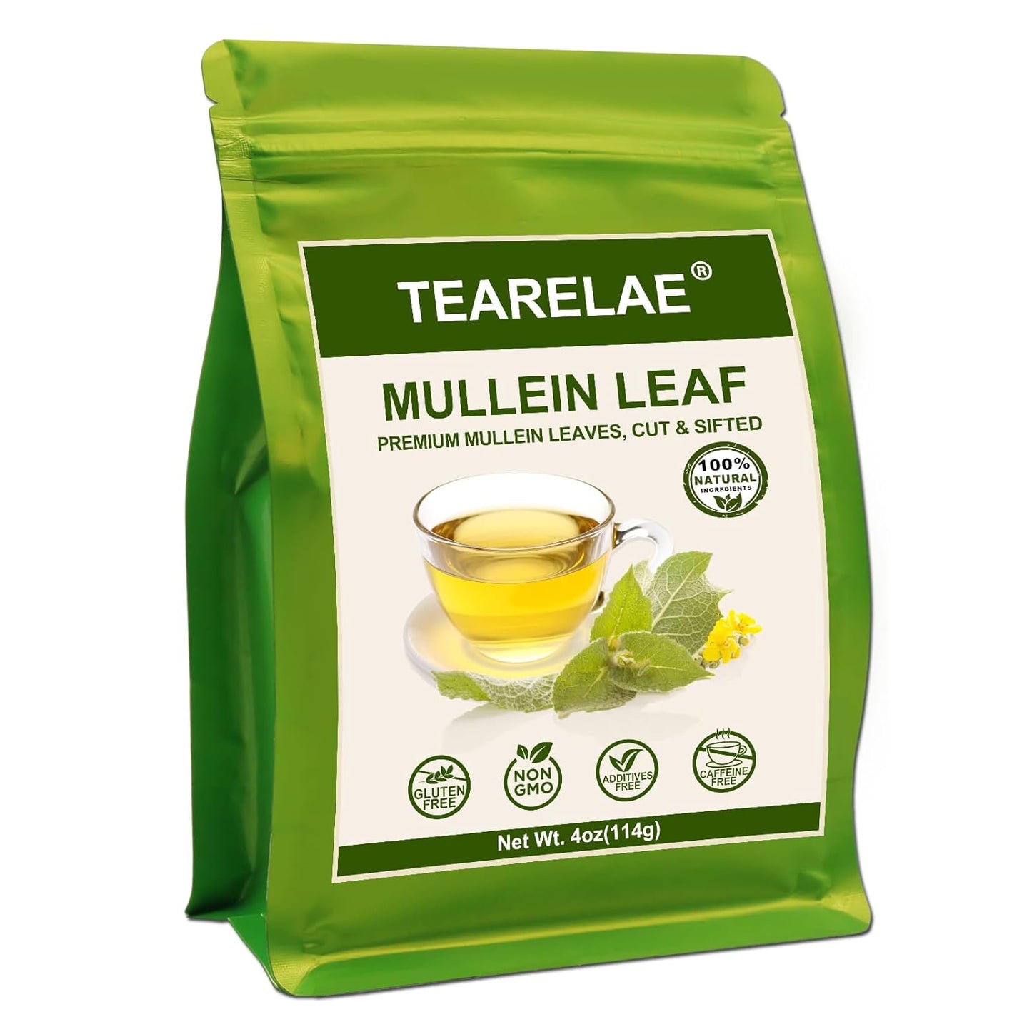 TEARELAE - Mullein Leaf - 4oz/114g - Premium Mullein Leaves - Cut & Sifted - Mullein Leaf Tea for Lung Detox & Respiratory Support- Non-GMO - Caffeine-Free
