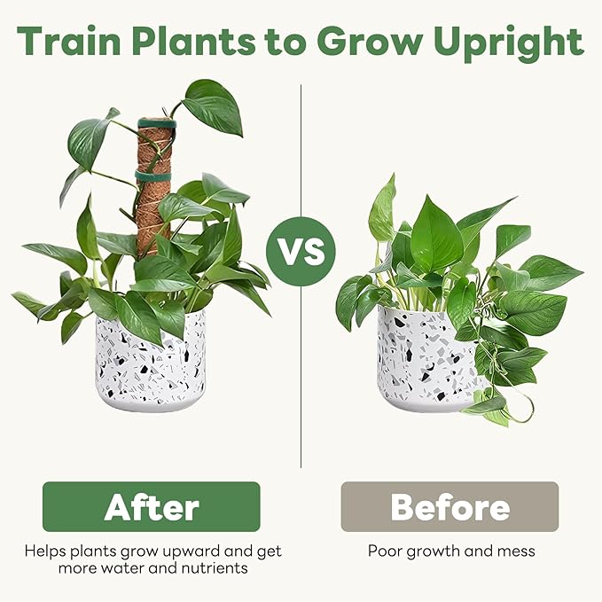 Moss Pole for Plants Indoor - 4 Pack Plant Poles for Climbing Plants to Grow Upright 16 inch Stackable Moss Sticks Coir Totem Pole Plant Support for Monstera Pothos Philodendrons Potted Plants