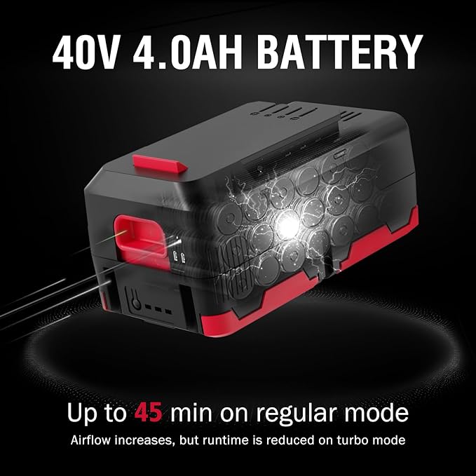 PowerSmart 40V 17" Brushless Cordless Lawn Mower + Leaf Blower (465 CFM), a 4.0Ah Battery and Charger Included