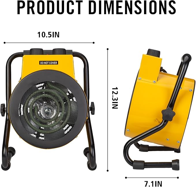 Greenhouse Heater with Digital Thermostat, Green House Heater for Plants,1500W Electric Grow Tent Heaters, Overheat Protection, Fast Heating for Green House, Flower Room, Yellow