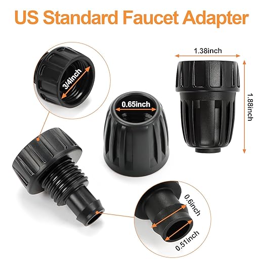 Universal 3/4 Inch Female Pipe Thread to 1/2 Inch Drip Irrigation Tubing Adapter, 6 Pack 1/2 In. Barbed Drip Line x 3/4 In. Faucet PVC Adapter Connect 3/4" FHT Garden Faucet Hose Bibb