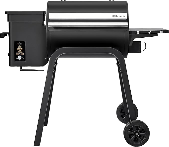 Brisk It Zelos-450 Electric Wood Pellet Smoker Grill – A.I. Smart BBQ Grill with WiFi, 7-in-1 Outdoor Grill & Smoker, PID Controller (Up to 500°F), 450 sq.in Cooking Area, Meat Probe
