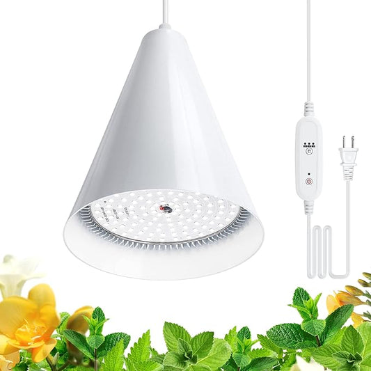 Hanging Grow Light, 25W Full Spectrum Plant Lights for Indoor Plants, 16.4FT Power Cord, 5000K with Timer Function