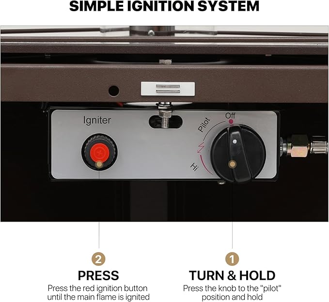 MoNiBloom 42000 BTU Propane Pyramid Patio Heater with Wheels and Glass Tube Flame Burner Outdoor Patio Heater for Commercial Use, Residential, Garden, Backyard, Porch, Deck, Balcony (Coffee Brown)