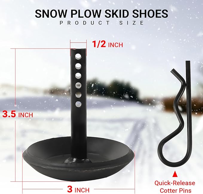 AR-PRO Replacement Snow Plow Skid Shoes for Compatible with ATV/UTV Polaris K-Plow 2205071 and 2208864 - Hardened Steel Snow Plow Non-Slip Base with Quick-Release Cotter Pins (2-Pack, Black)