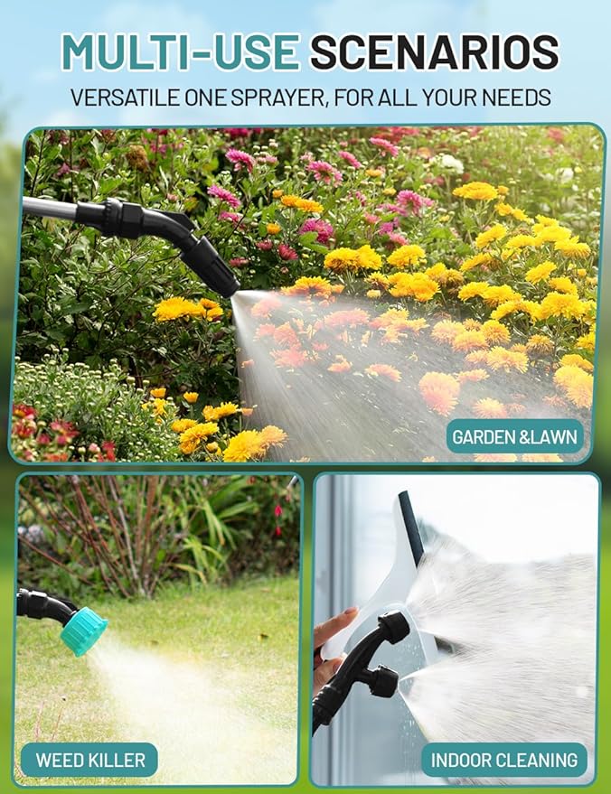 Battery Powered Sprayer 2 Gallon, 7.4V Powful Electric Pump Sprayer in Lawn and Garden with 32'' Wand, Backpack Weed Sprayer for Yard, Fertilizer