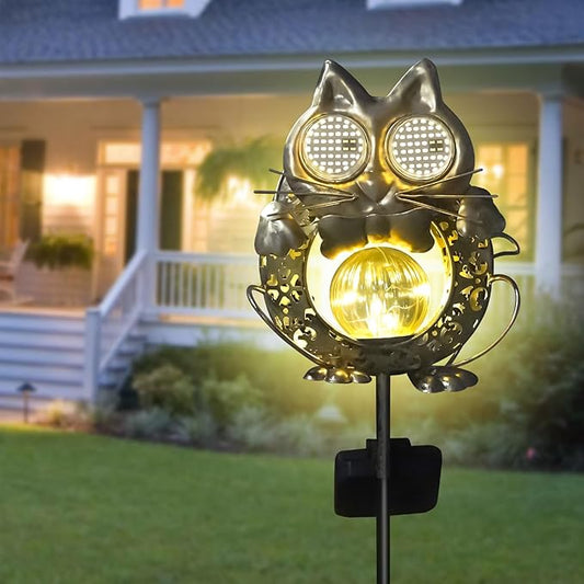 Solar Lights Outdoor Decor, Solar Cat Yard Decorations Outdoor, Garden Decorative, IP65 Waterproof, Gifts for Women Mom, for Yard Patio Lawn Pathway Landscape