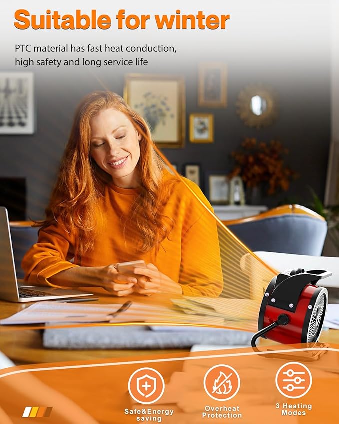 Outdoor Heaters for Patio, 1500W Outdoor Space Heater with 3S PTC Fast Heating, 3-Mode Electric Patio Heater for Greenhouse, Garage, Deck & Patio, Overheat Protection Red