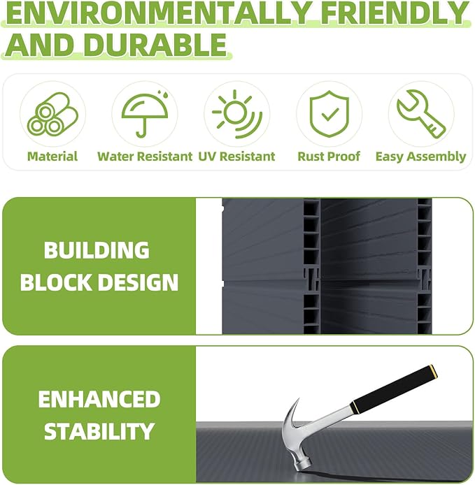 Outdoor Storage Shed 6x4.4FT, Resin Shed Plastic with Floor for Garden Tool,Waterproof Outdoor Resin Storage,Lockable Doors for Patio,Yard,Lawn (Darkgray 6x4)