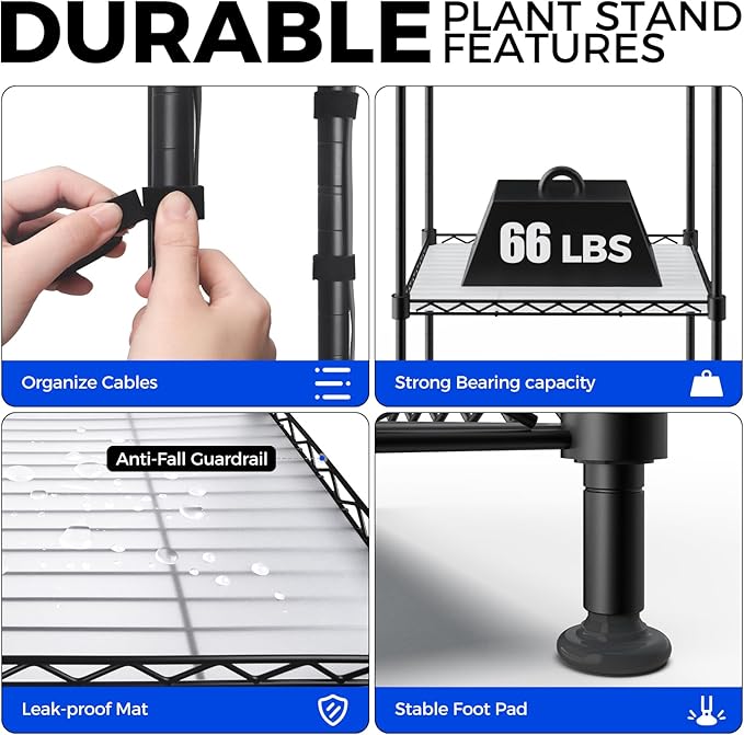 Barrina CX83 Plant Stand with Grow Lights, 6-Tier Plant Shelf with 10W Full Spectrum Ultra-Thin Grow Light Panel, 3 Modes, Auto Timer, Ladder Flower Pot Stand Display Rack 15.7" L x 11.8" W x 70.9" H