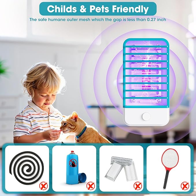 4 Pack Plug in Bug Zappers Indoor Flying Insect Trap, Fly Traps for Indoors, Electronic Mosquito Zappers Killer Gnat Traps with LED Light for Patio, Bedroom, Kitchen, Office, Baby Room