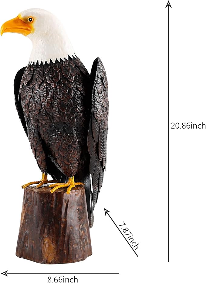 chisheen Bald Eagle Outdoor Metal Yard Art Statue and Sculpture for Garden Lawn Patio Living Room Decoration