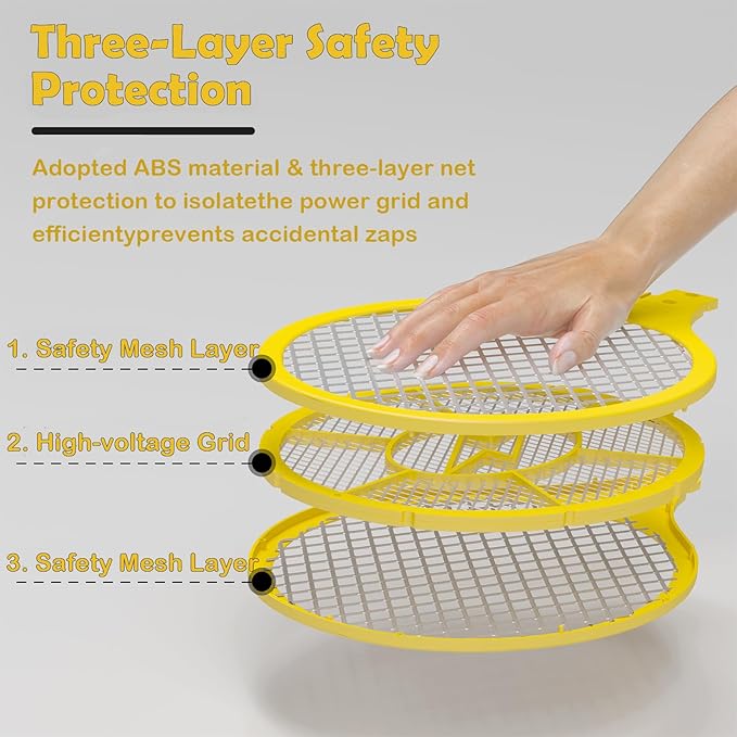 2 Pack Electric Fly Swatter, Handheld Bug Zapper Racket for Outdoor & Indoor, Mosquito Zapper Racket Battery Powered Tennis Mosquito Rackets for Insect