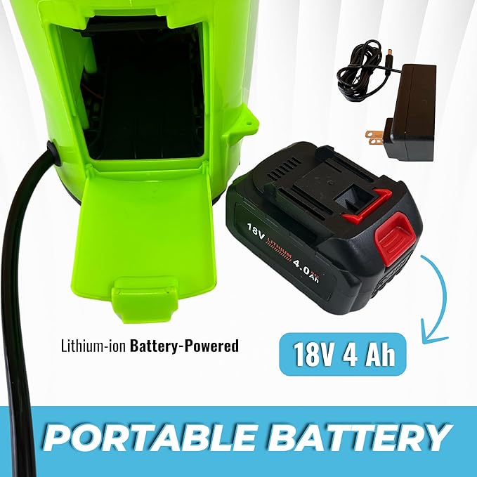 Battery Powered Backpack Sprayer 2.6 Gallon, Adjustable 0-100 PSI Pressure, Compatible with Makita 18V Battery, 7 Nozzles, Telescopic Wand, Charger Included, Electric Sprayer, Lawn & Garden Use