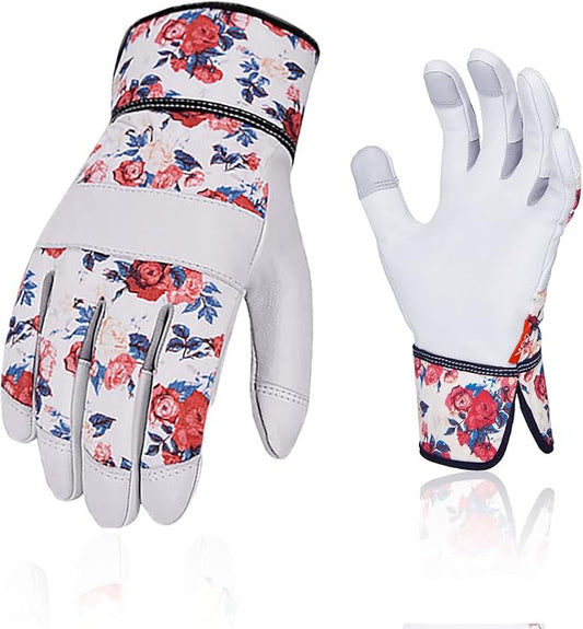 Vgo... Gardening Gloves for Women, Goatskin leather,Puncture Resistant Palm and Fingertips,Touchscreen(GA3561)