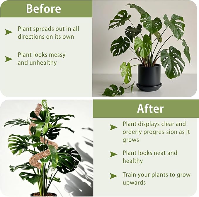 2 Pack Moss Pole, 28 Inch Monstera Plant Support, Moss Poles for Climbing Indoor Plants, Handmade Coco Coir Plant Support Stakes for Potted Plants, Pothos, Philodendron