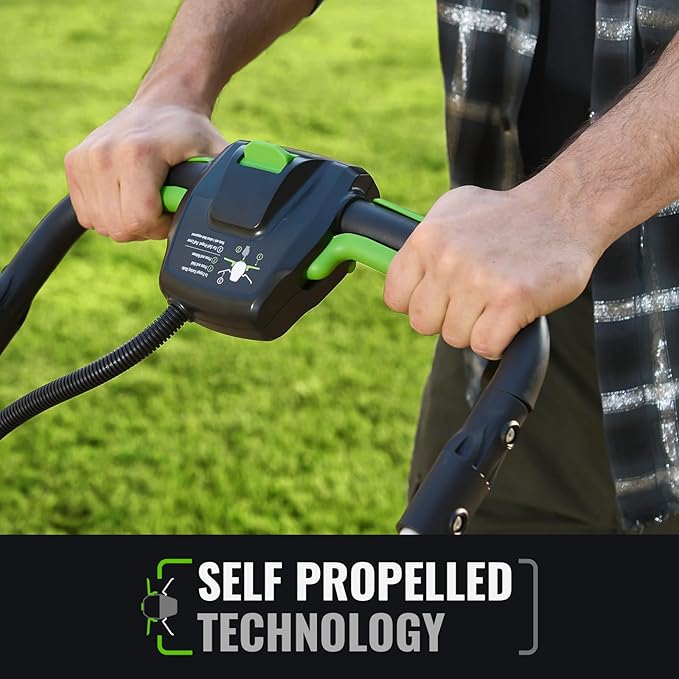 Electric Lawn Mower, Self-Propelled Lawn Mower Cordless (60V 21”), 65 Min Long Runtime with 2X5.0Ah Batteries, Rapid Charger and LED Headlight