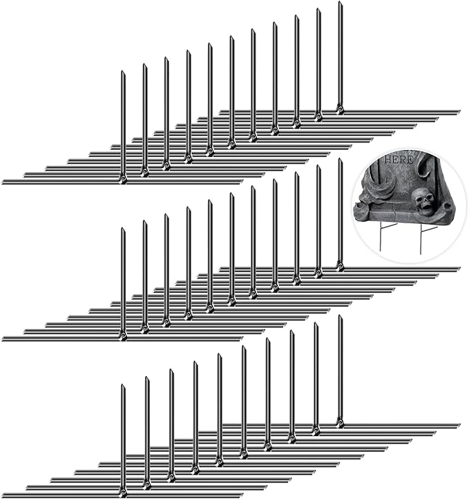 EBaokuup 32PCS Halloween Tombstone Stakes, 6.6"X3" Tombstone Metal Stakes, T-Shaped Ground Stakes for Halloween Outdoor Yard Lawn Foam Graveyard Decorations Decorations