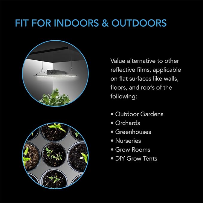 AC Infinity Mylar Film Roll 4' x 50', Reflective PET Foil Sheet, 2 mil Thick Tear-Resistant Cover Vapor Barrier for Greenhouses, Patio, Gardens, and DIY Grow Rooms