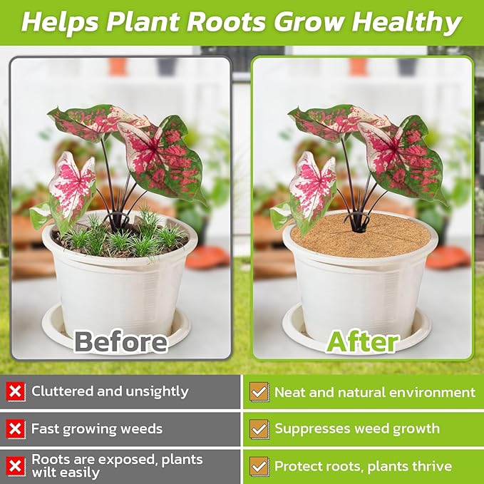 Legigo 6pcs Coconut Fiber Mulch Ring Tree Plant Protector Mat, 18 Inch Natural Coco Coir Tree Protection Ring Plant Pot Soil Cover, Tree Rings Disc Plant Cover for Indoor Outdoor Plants,Landscaping