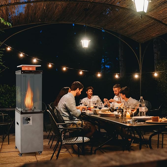 Giantex 41,000 BTU Outdoor Heater, Propane Patio Heater, Outside Space Heater with Protective Cover, Wheels & Adjustable Feet, CSA Certification, Portable Gas Heater for Garden, Yard (Gray)