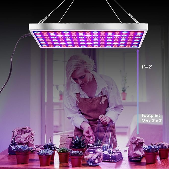 Diboys LED Grow Light for Indoor Plants, 45W Plant Lights Full Spectrum Panel Grow Light for Seedlings, Succulents, Micro Greens, Vegetable and Flower, 2 Pack