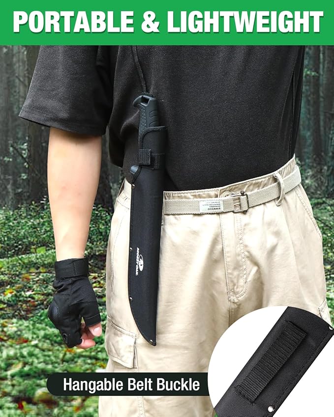 Mossy Oak Machete with Saw, 16" Sharp Machete with Sheath, Ergonomic No-Slip Handle for Bushcraft, Outdoor Hunting, Garden Cutting Small Trees and Yard Work