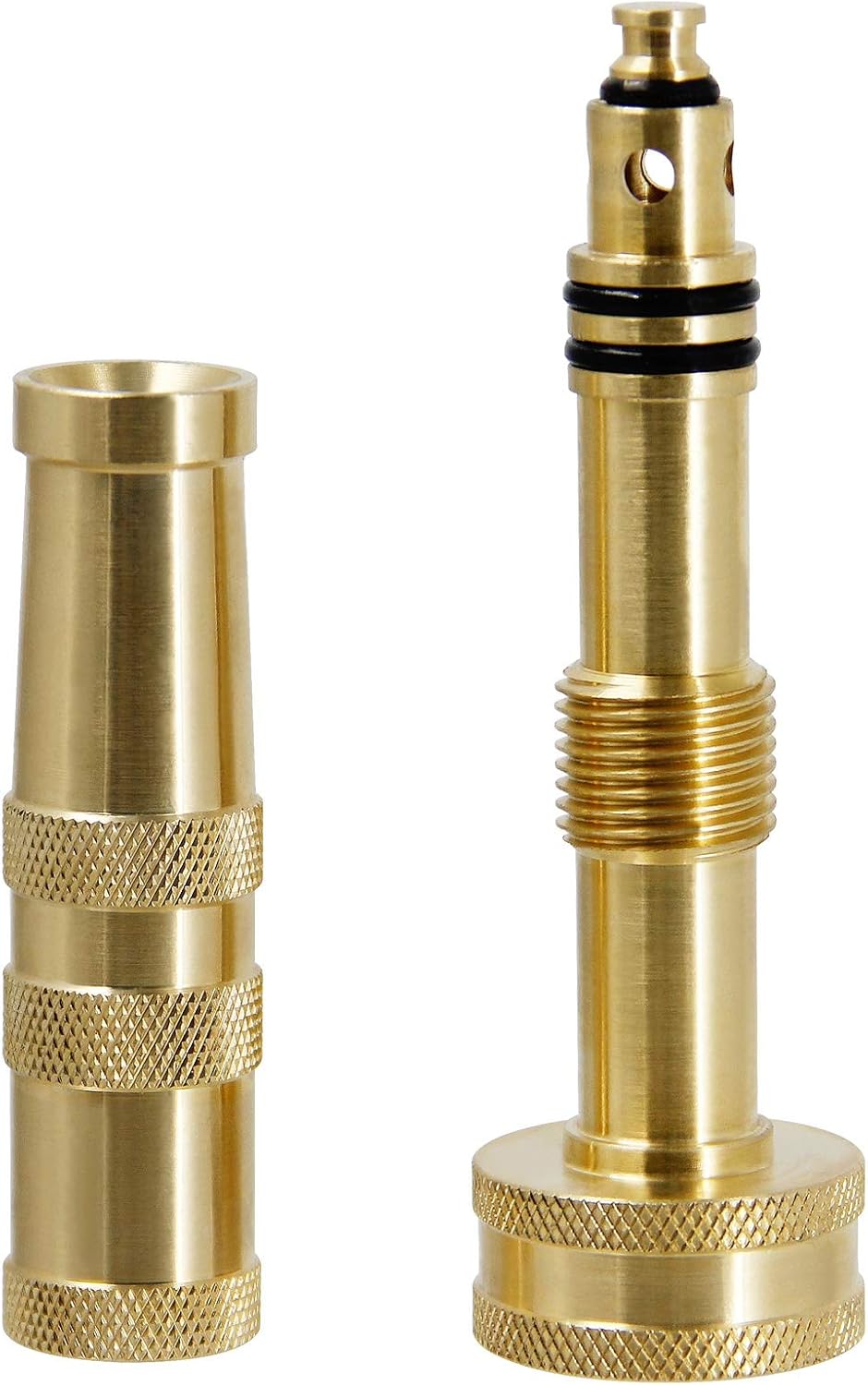 Biswing Brass Hose Nozzles, Heavy-Duty Brass Adjustable Twist Hose Nozzle, 2 Pack (4"), VI3432