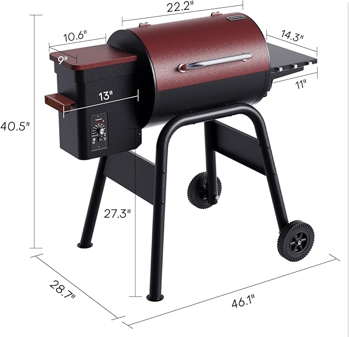 Pellet Smoker Grill Wood Pellet Grill Electric BBQ Grill Smoker For Outdoor Backyard With Auto Feed & Pid Temperature Control 180-425°F, 456 Sq.In Cook Area