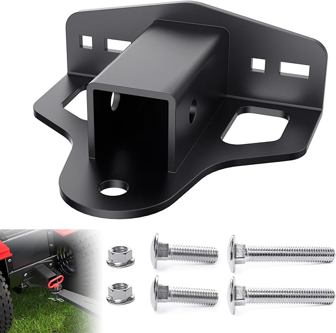 Zero Turn Lawn Mower Hitch with 2" Receiver，6mm Thicker Heavy Duty Steel Trailer Receivers Hitch, Compatible with Many Models Lawn Mower, Tractor, Trailer, Golf Cart Etc.