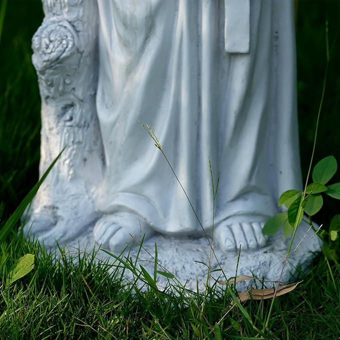 St Francis Garden Statues, Saint Francis of Assisi Catholic Christian Yard Decor Lawn Garden Patio, Outdoor Sculptures Art Decorations, Grey