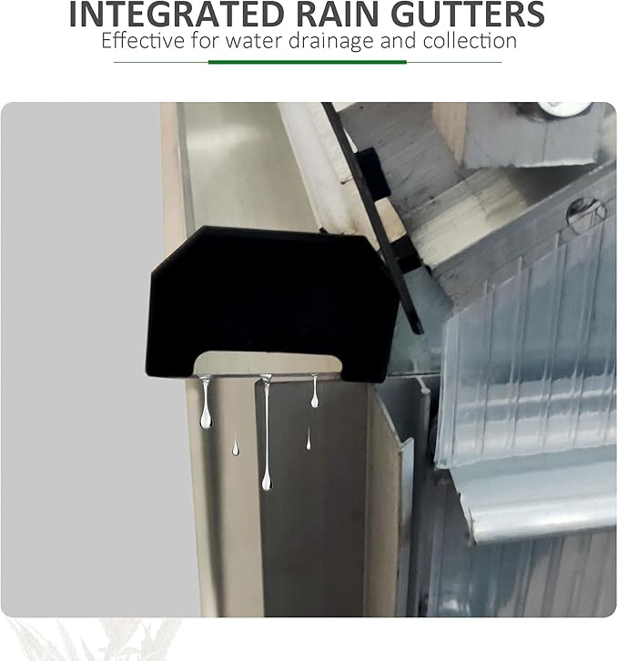 Outsunny 6' x 8' x 6.5' Polycarbonate Greenhouse with Adjustable Roof Vent, Walk-in Heavy Duty Green House Kit with Aluminum Frame, Sliding Door and Rain Gutter for Winter, Silver