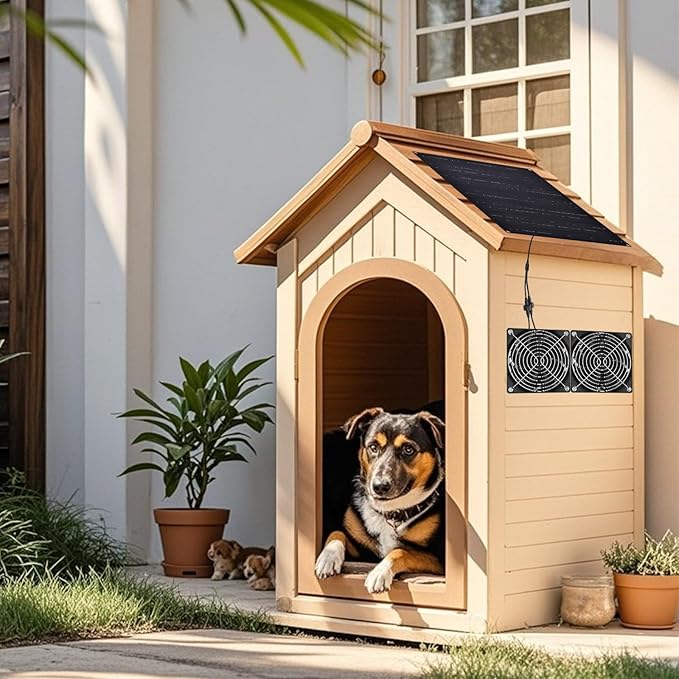 Solar Powered Fan, Solar Panel Fan 15W Solar Ventilation Exhaust Fan Waterproof for Outdoor Shed Chicken Coops Greenhouse Doghouses Pet House for Intake or Exhaust Air Cooling