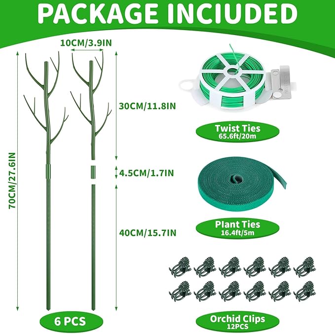 6 Pack Monstera Plant Support Stakes 27.56 Inch Stackable Plant Sticks Twigs Support Tall Plant Trellis for Indoor Climbing Potted Plants