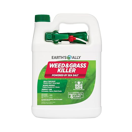 Earth's Ally Weed and Grass Killer 1 gal | Safe, Pet-Friendly Natural Weed Control Spray for Driveways & Sidewalks, Ready-to-Use - Bee Safe, No Glyphosate Weed Killer [OMRI - Amazon]