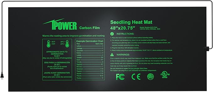iPower 48" x 20.75" Seedling Heat Mat, Waterproof Durable UL&MET Certified Heating Pad for Indoor Gardening, Hydroponic Plant Germination