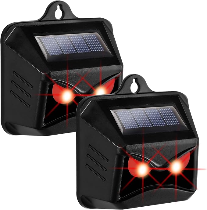 Triumpeek Animal Repeller, Solar Powered Predator Eye Nighttime Animal Deterrent Devices with Red LED Lights, Night Guard Animal Repellent Scares Coyote Skunk Raccoon Deer Away from Yard Chicken Coop
